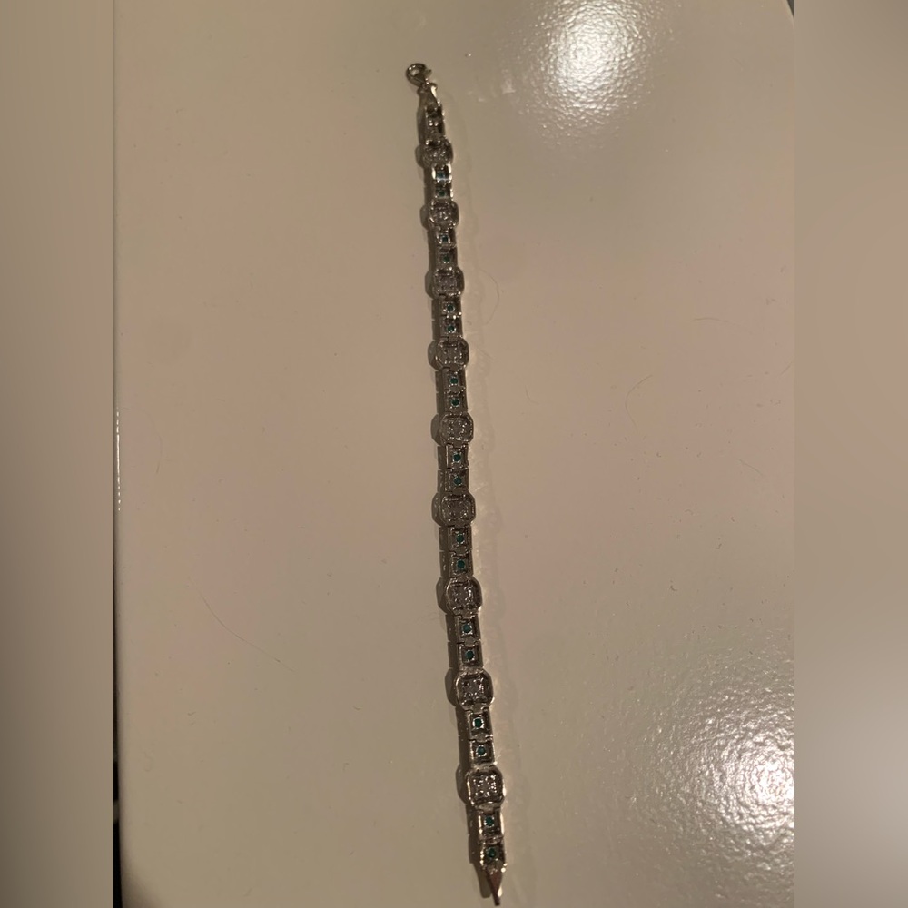 Vintage White Gold/Diamond/Emerald Bracelet